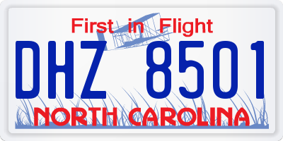 NC license plate DHZ8501