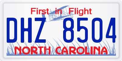 NC license plate DHZ8504
