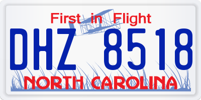 NC license plate DHZ8518