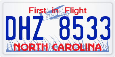 NC license plate DHZ8533