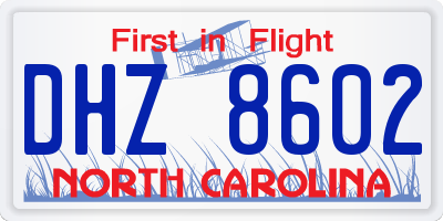 NC license plate DHZ8602