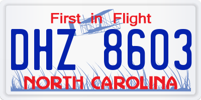 NC license plate DHZ8603