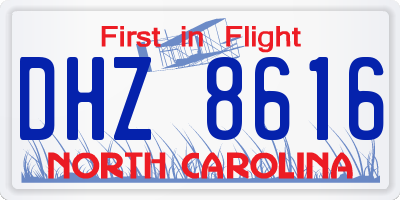 NC license plate DHZ8616