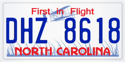 NC license plate DHZ8618