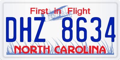 NC license plate DHZ8634