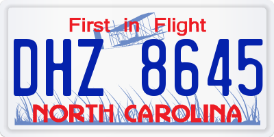 NC license plate DHZ8645