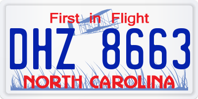 NC license plate DHZ8663