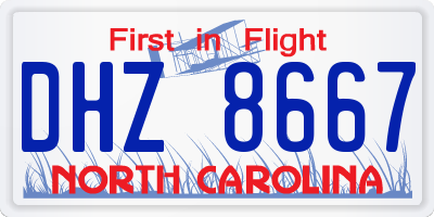 NC license plate DHZ8667