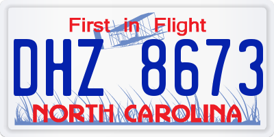 NC license plate DHZ8673