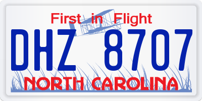 NC license plate DHZ8707