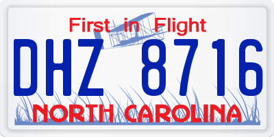 NC license plate DHZ8716