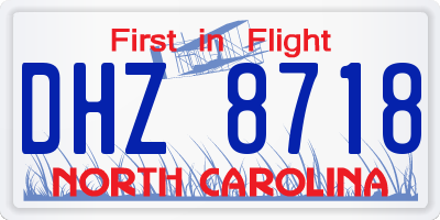 NC license plate DHZ8718