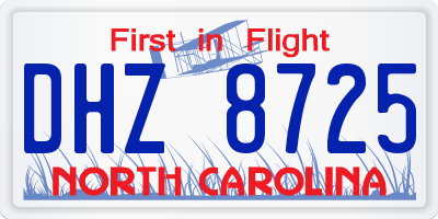 NC license plate DHZ8725