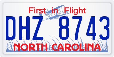 NC license plate DHZ8743