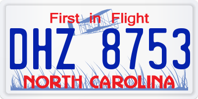 NC license plate DHZ8753