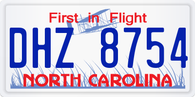 NC license plate DHZ8754