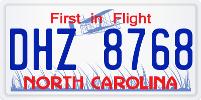 NC license plate DHZ8768