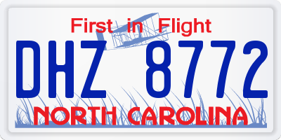 NC license plate DHZ8772