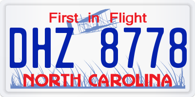 NC license plate DHZ8778