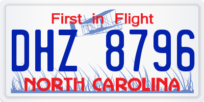 NC license plate DHZ8796