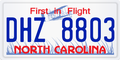 NC license plate DHZ8803