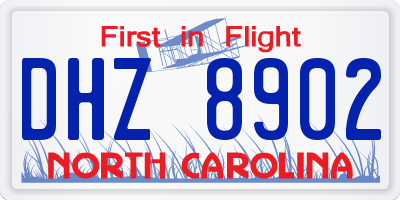 NC license plate DHZ8902
