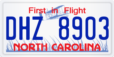 NC license plate DHZ8903