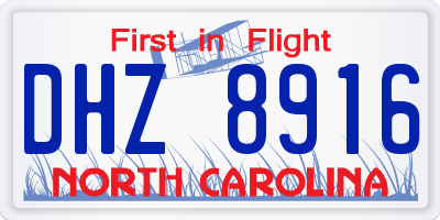 NC license plate DHZ8916