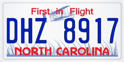 NC license plate DHZ8917