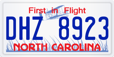 NC license plate DHZ8923