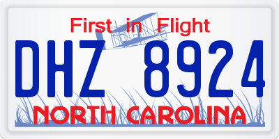 NC license plate DHZ8924