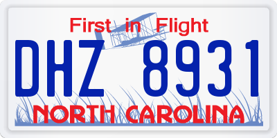 NC license plate DHZ8931
