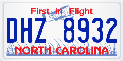 NC license plate DHZ8932