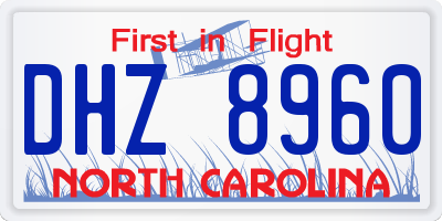 NC license plate DHZ8960
