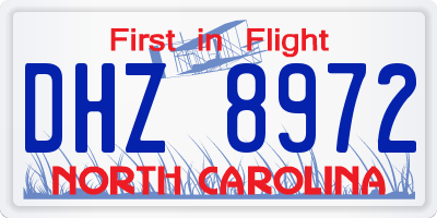 NC license plate DHZ8972