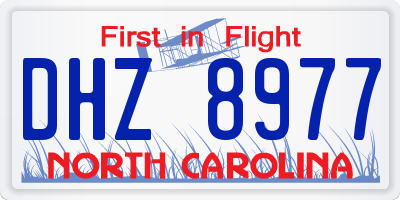 NC license plate DHZ8977
