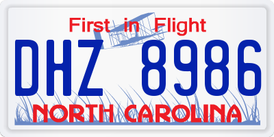 NC license plate DHZ8986