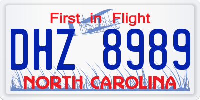 NC license plate DHZ8989