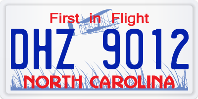 NC license plate DHZ9012