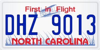 NC license plate DHZ9013
