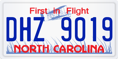 NC license plate DHZ9019