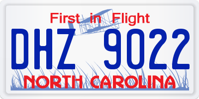 NC license plate DHZ9022