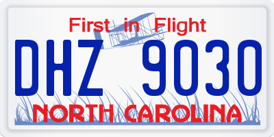 NC license plate DHZ9030