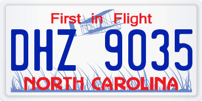 NC license plate DHZ9035