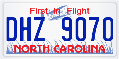 NC license plate DHZ9070