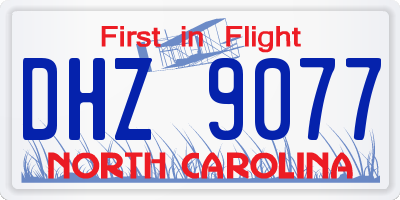 NC license plate DHZ9077