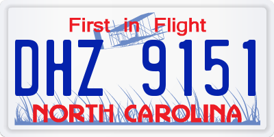 NC license plate DHZ9151
