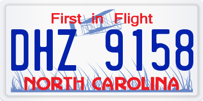 NC license plate DHZ9158