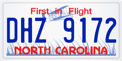 NC license plate DHZ9172