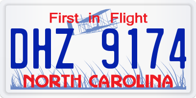 NC license plate DHZ9174
